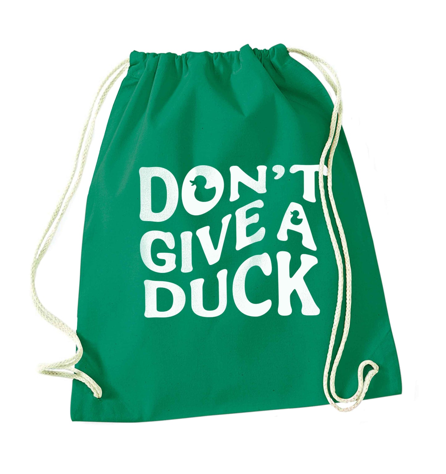 Don't give a duck green drawstring bag