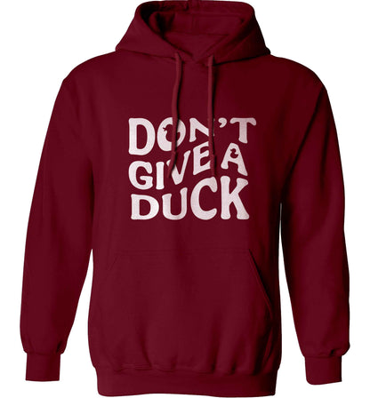 Don't give a duck adults unisex maroon hoodie 2XL