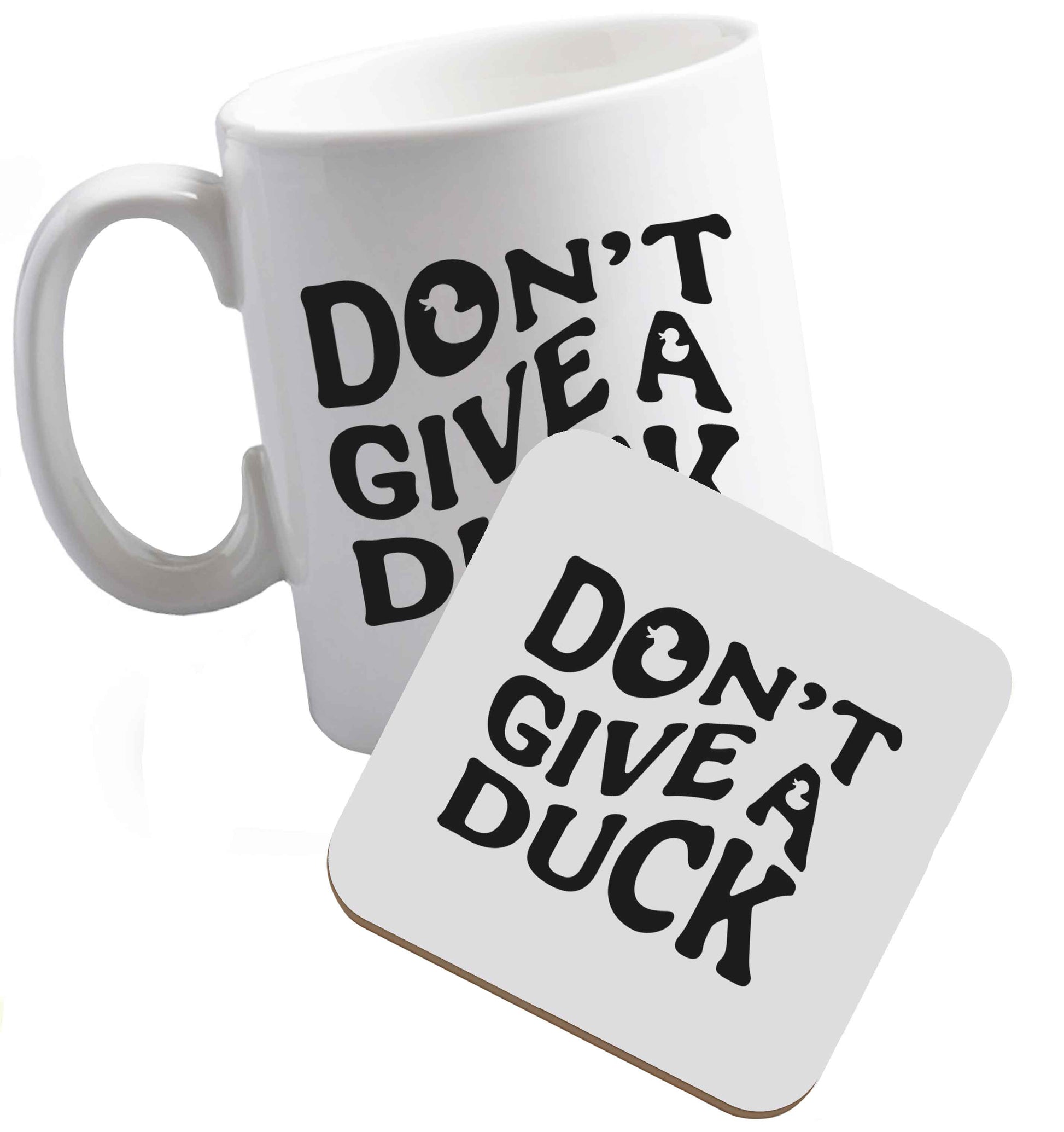 10 ozShort and Mouthy ceramic mug and coaster set right handed
