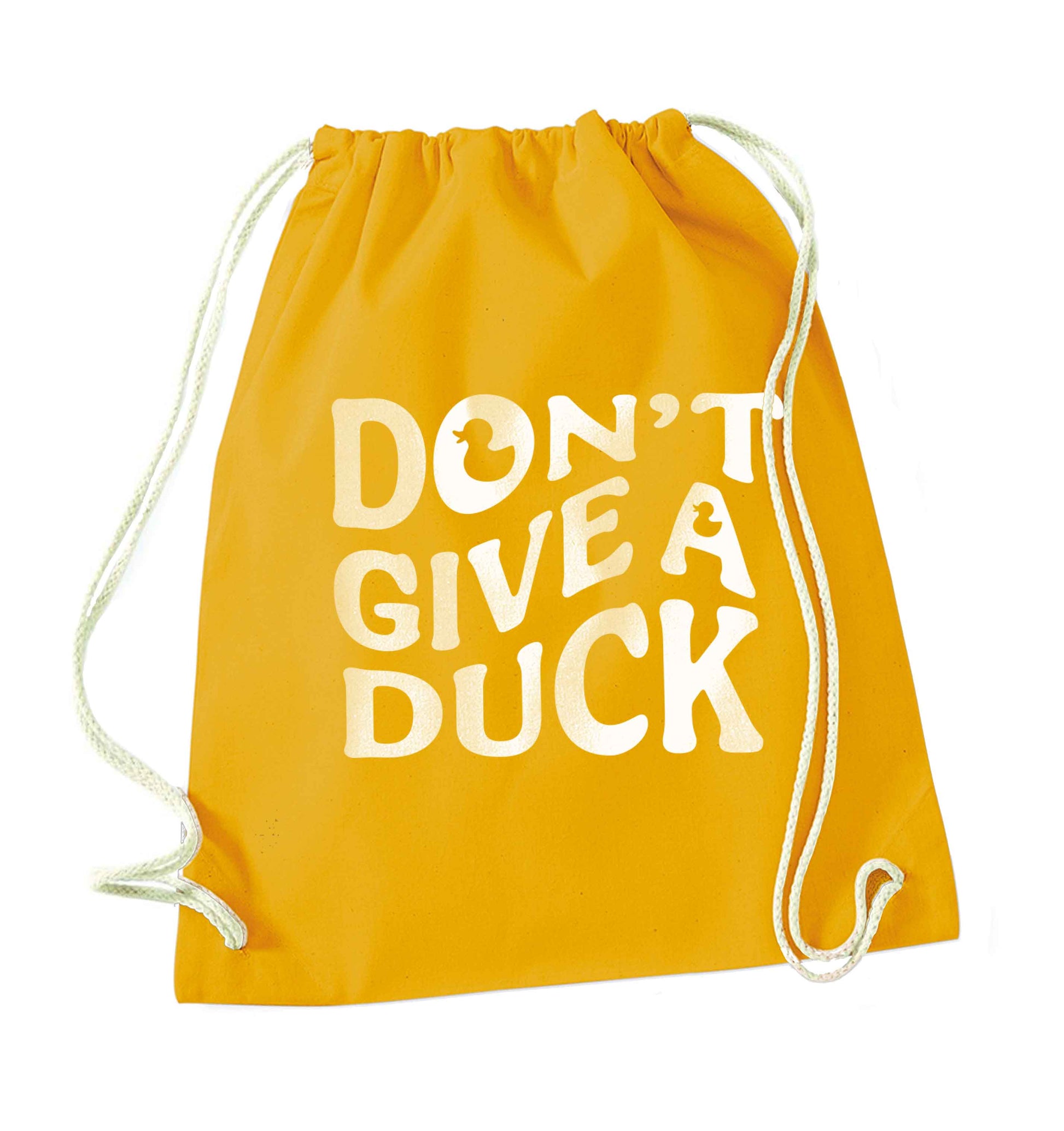 Don't give a duck mustard drawstring bag