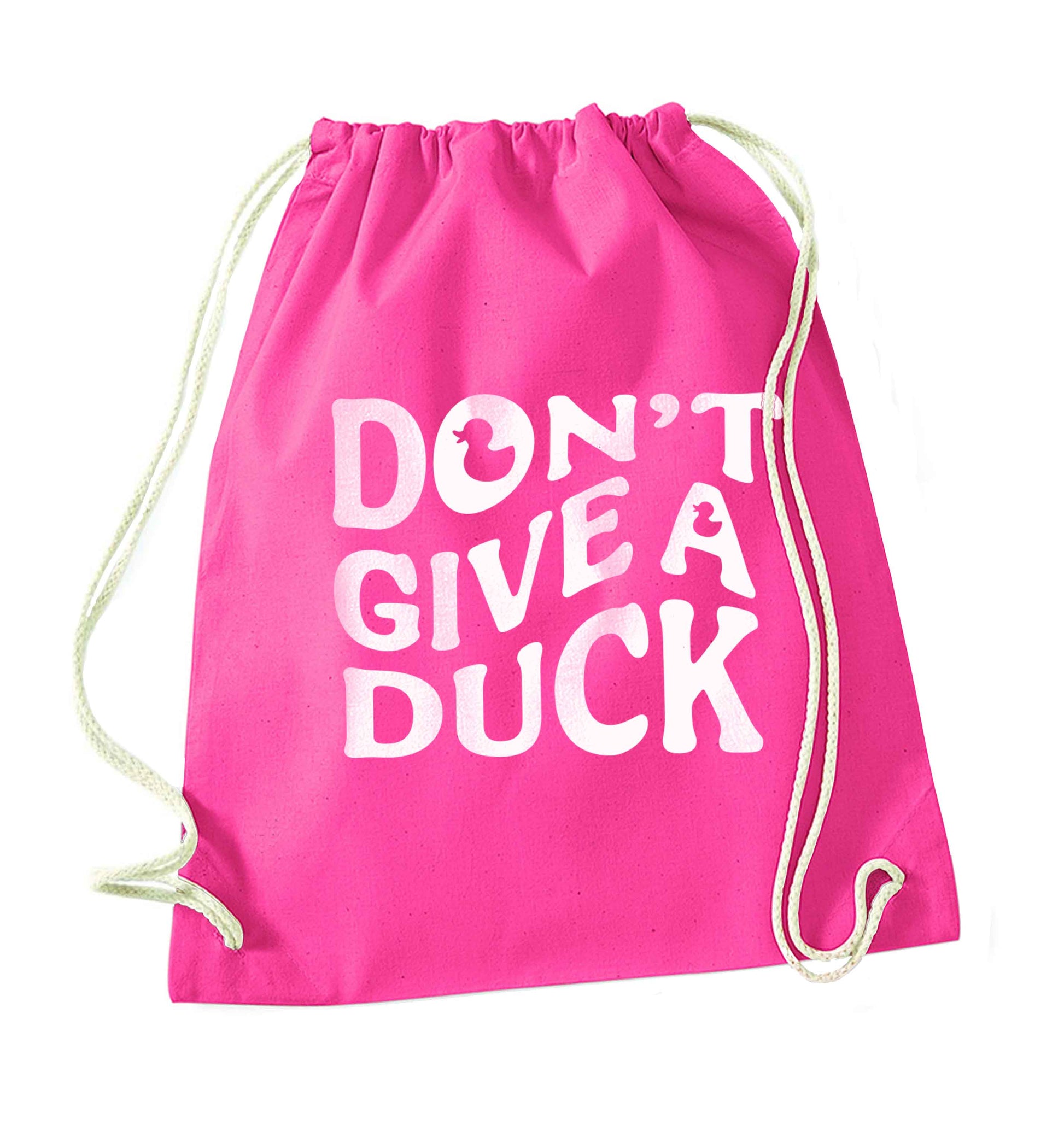 Don't give a duck pink drawstring bag