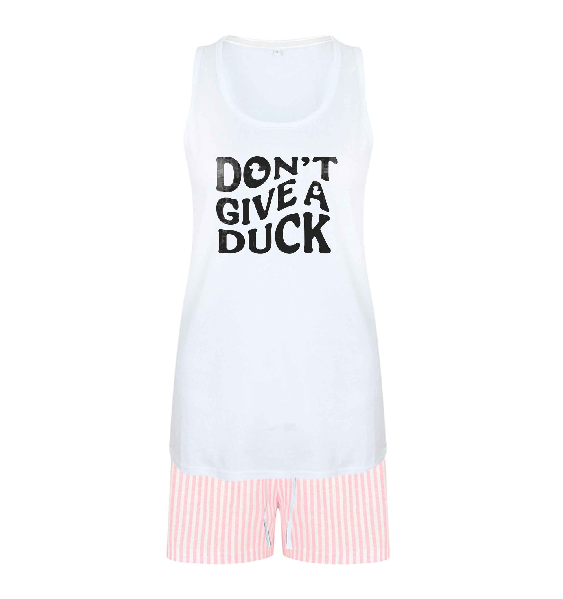 Don't give a duck size XL women's pyjama shorts set in pink 