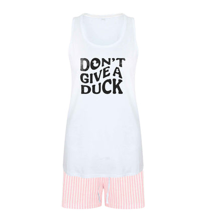 Don't give a duck size XL women's pyjama shorts set in pink 