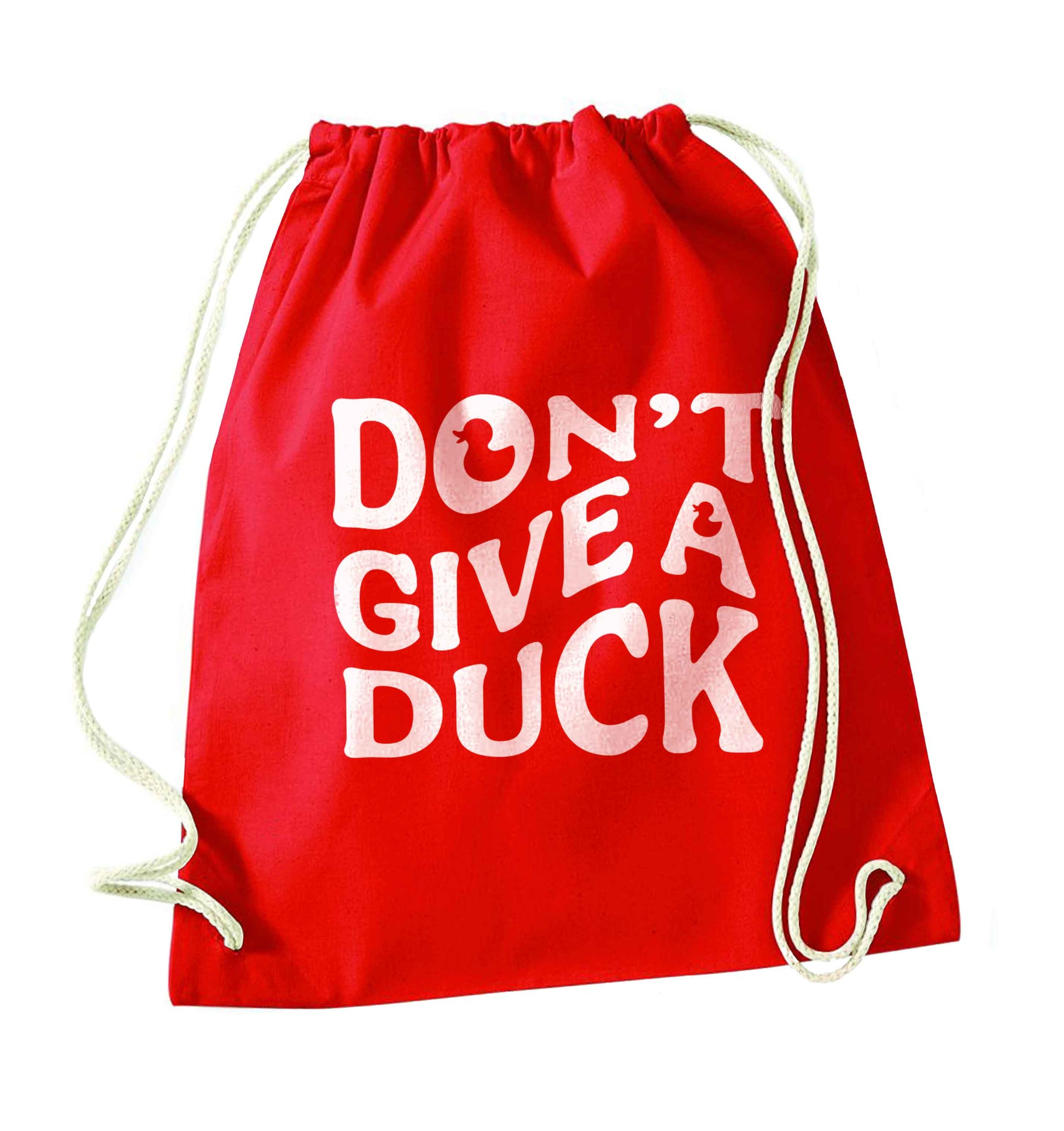 Don't give a duck red drawstring bag 
