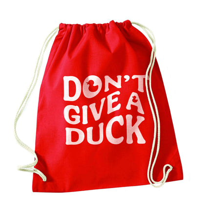 Don't give a duck red drawstring bag 