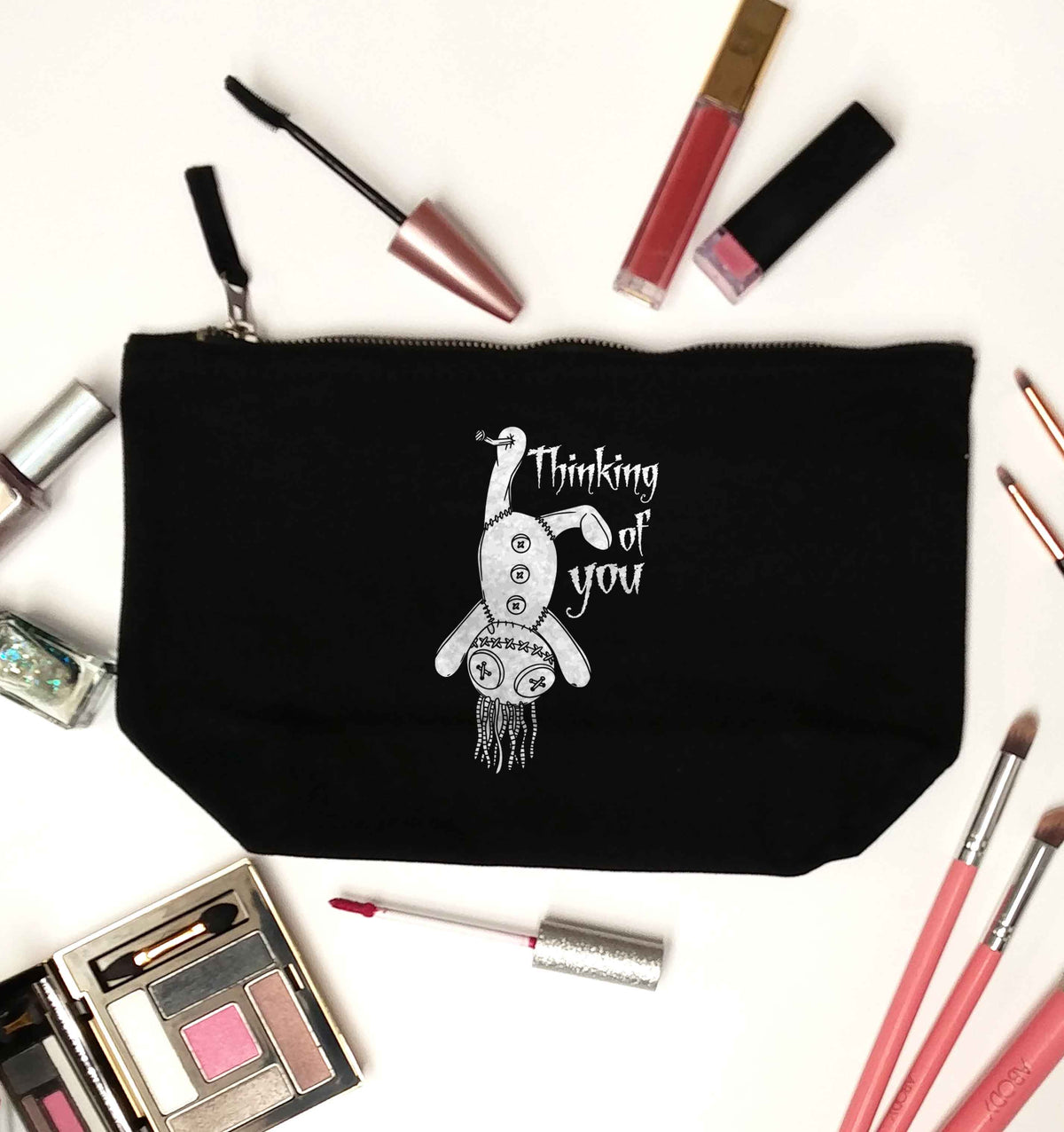 Thinking of you black makeup bag