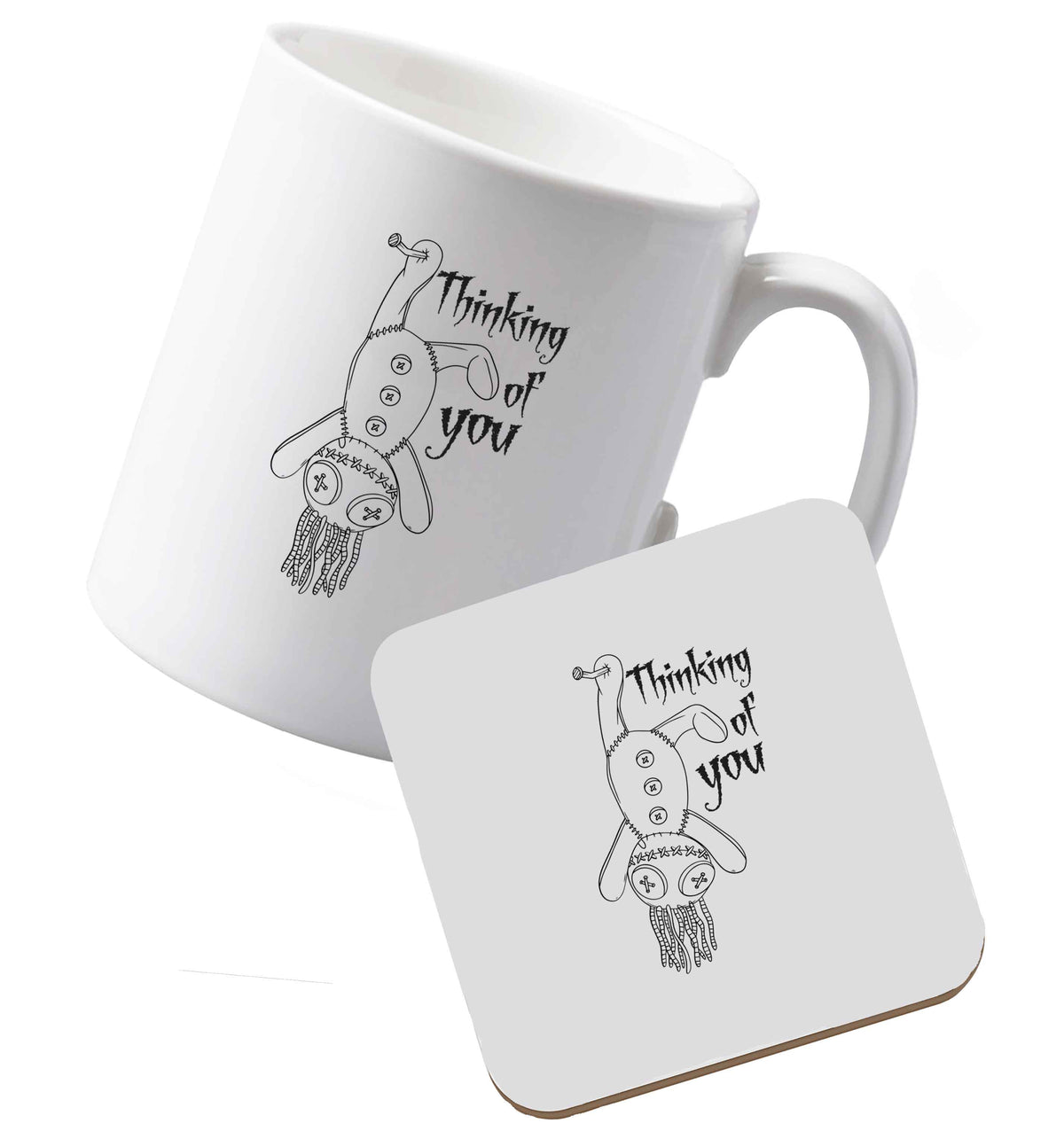 10 oz Ceramic mug and coaster Thinking of you both sides