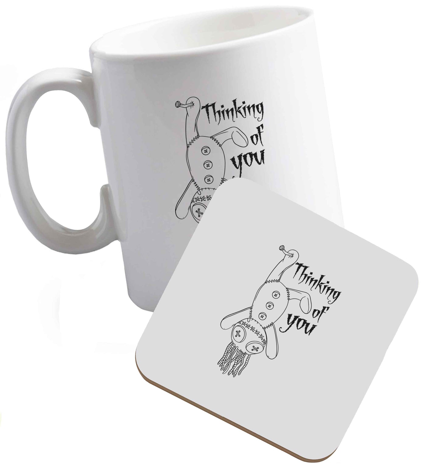 10 oz Thinking of you ceramic mug and coaster set right handed