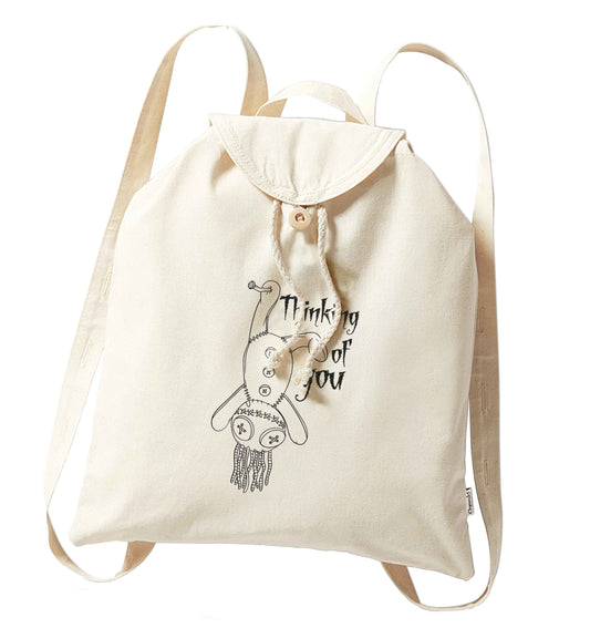 Thinking of you organic cotton backpack tote with wooden buttons in natural