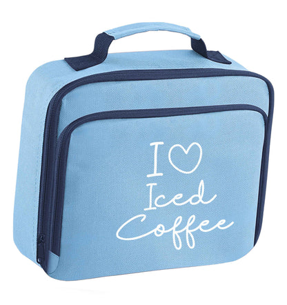I love iced coffee insulated blue lunch bag cooler