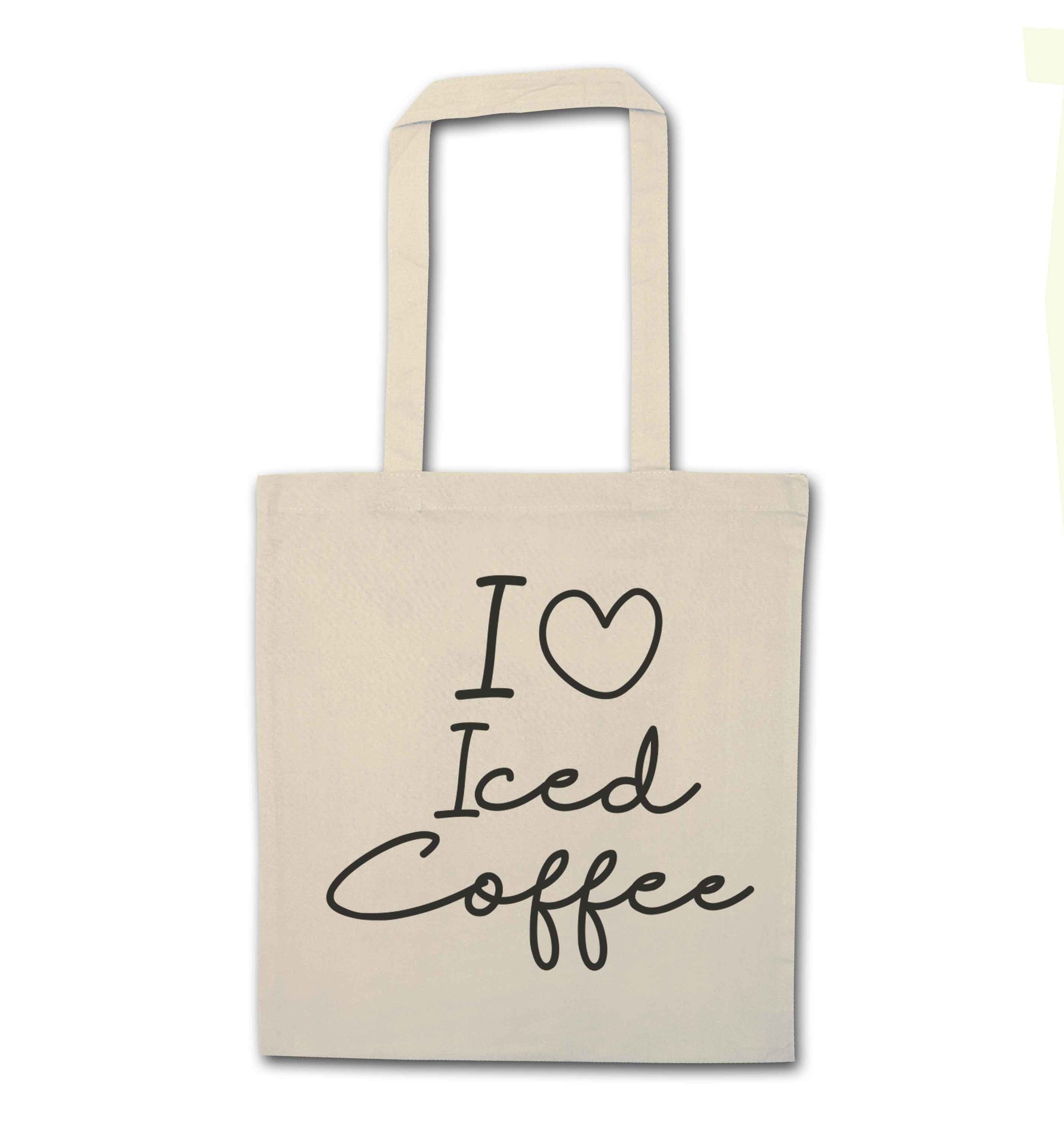 I love iced coffee natural tote bag