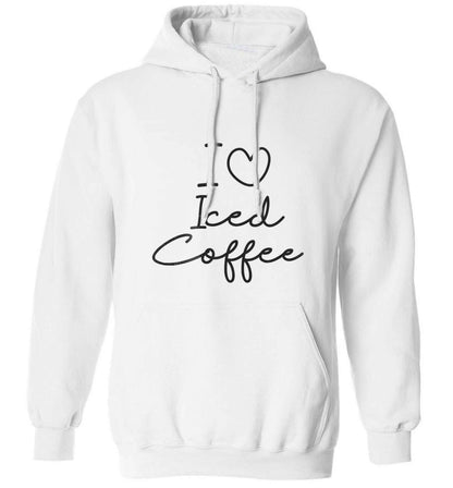 I love iced coffee adults unisex white hoodie 2XL