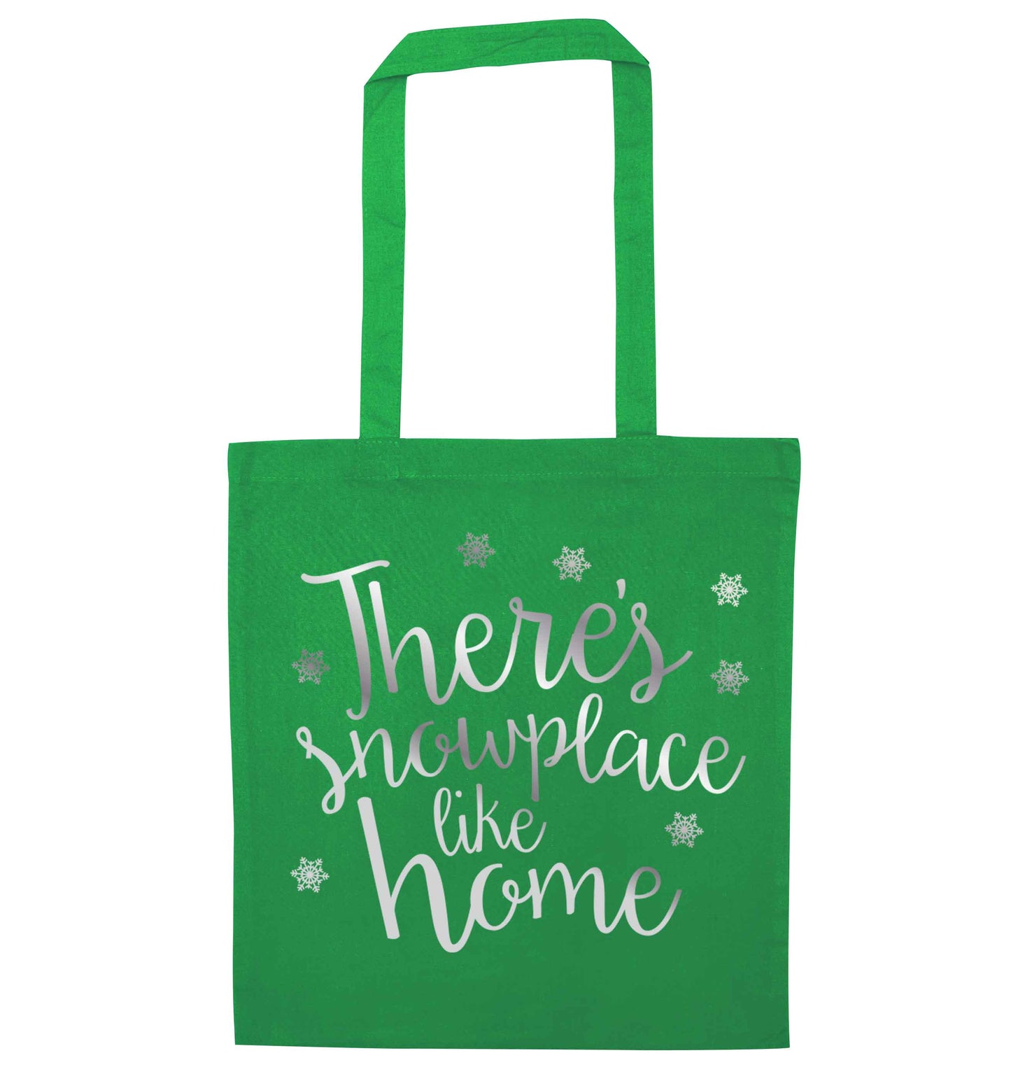 There's snowplace like home - metallic silver green tote bag