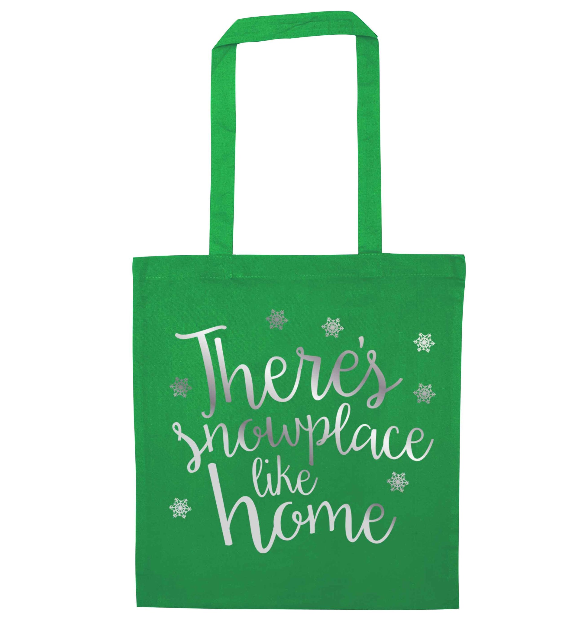 There's snowplace like home - metallic silver green tote bag
