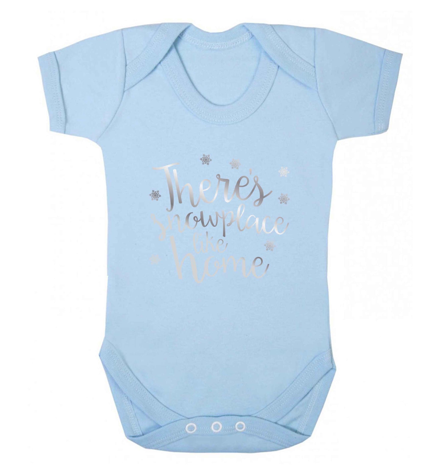 There's snowplace like home - metallic silver baby vest pale blue 18-24 months