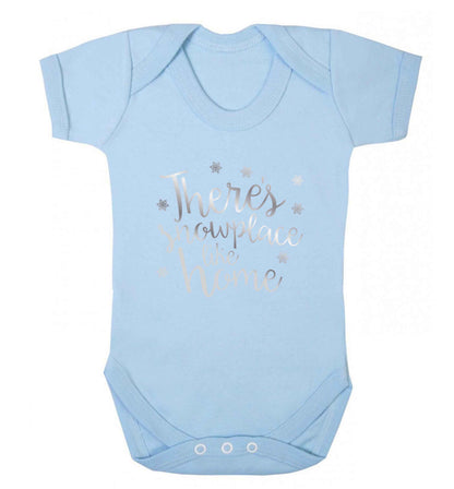 There's snowplace like home - metallic silver baby vest pale blue 18-24 months