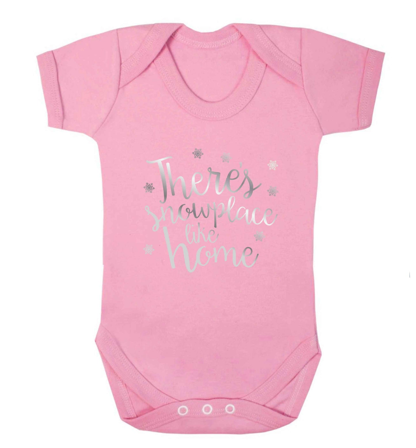 There's snowplace like home - metallic silver baby vest pale pink 18-24 months