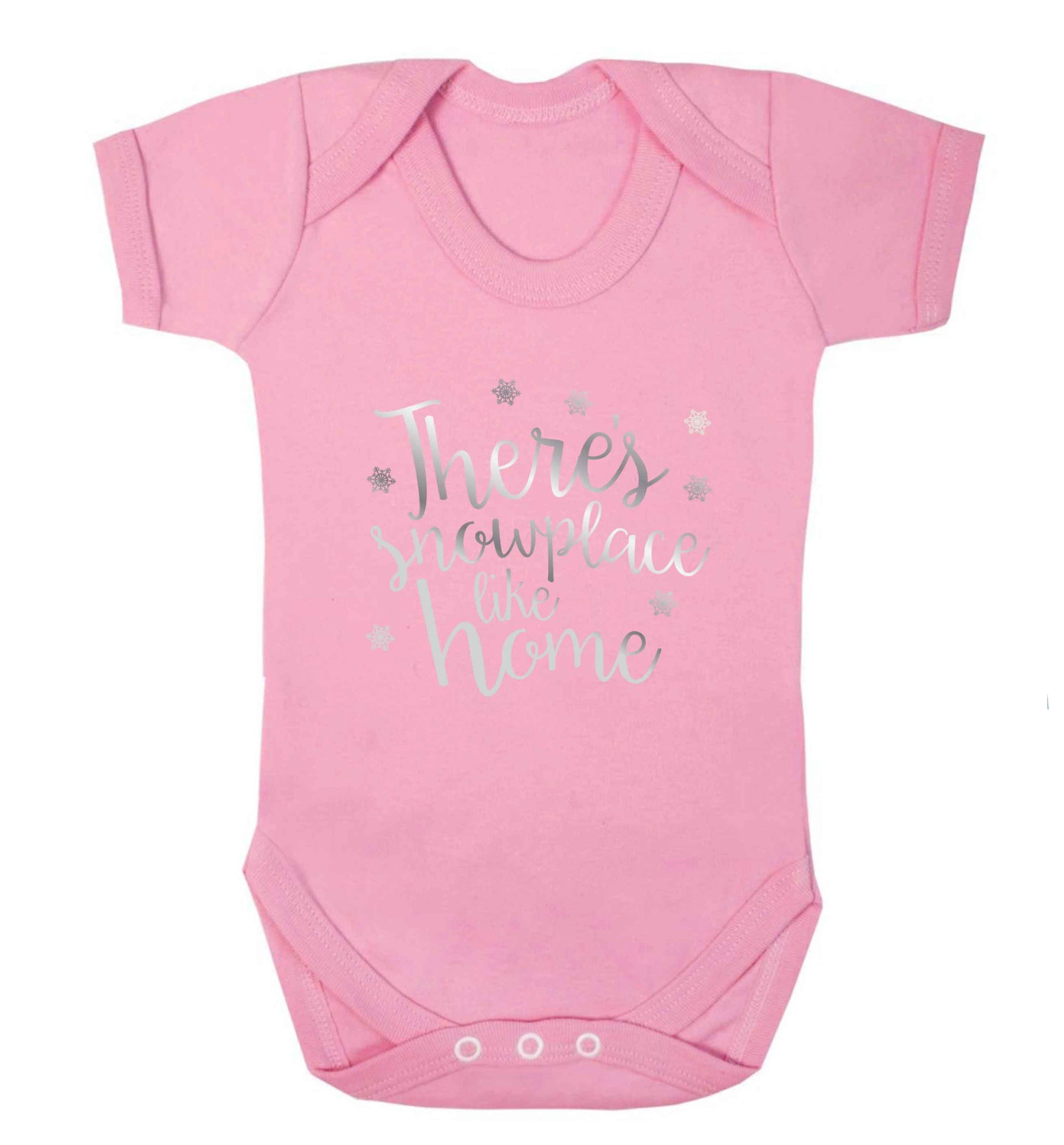 There's snowplace like home - metallic silver baby vest pale pink 18-24 months