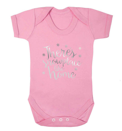 There's snowplace like home - metallic silver baby vest pale pink 18-24 months