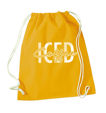 Iced Coffee mustard drawstring bag