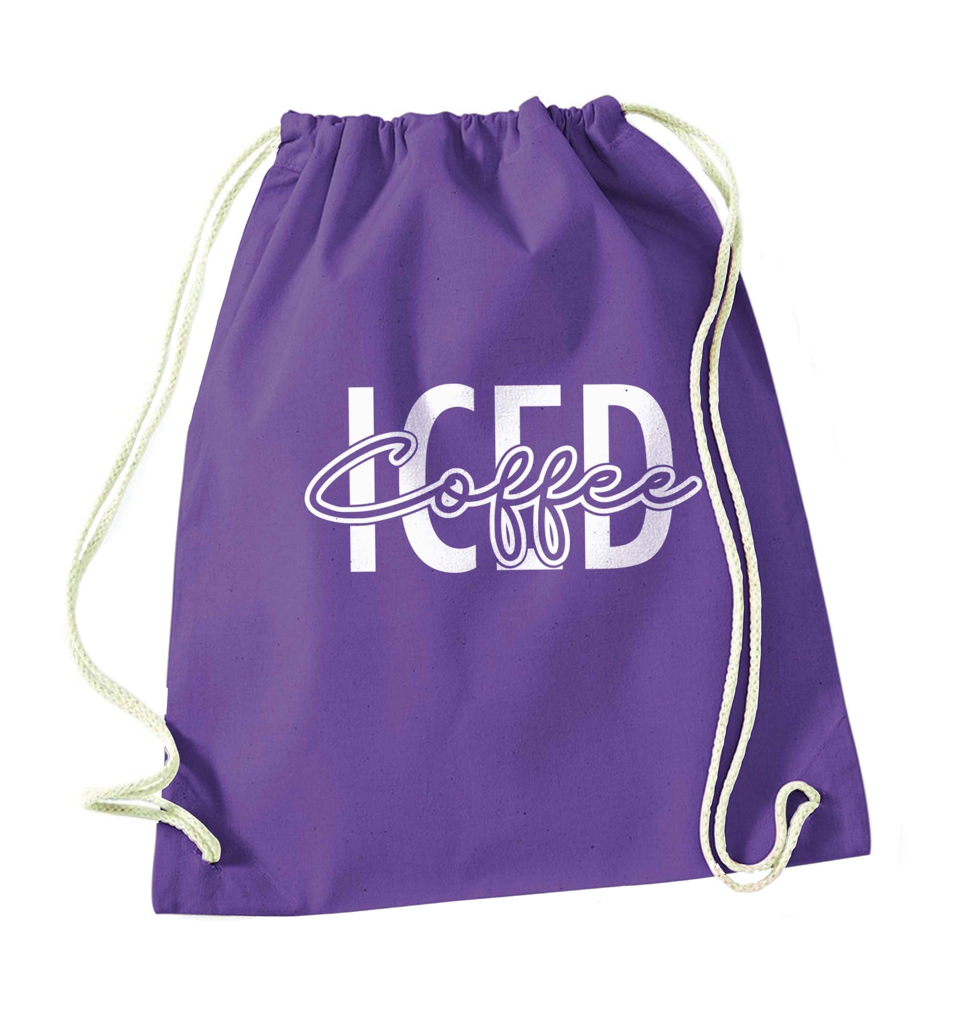 Iced Coffee purple drawstring bag