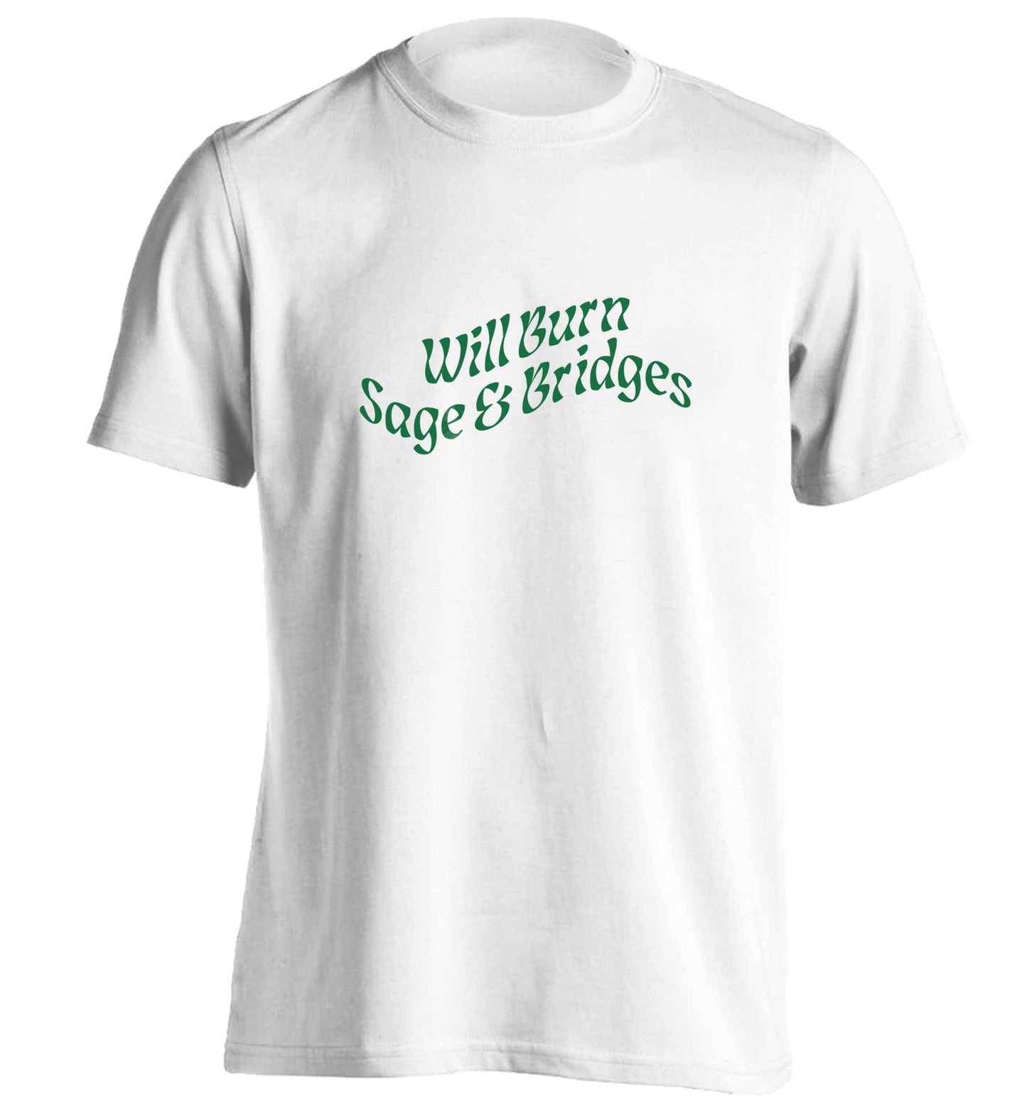 Will burn bridges and sage adults unisex white Tshirt 2XL