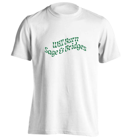 Will burn bridges and sage adults unisex white Tshirt 2XL