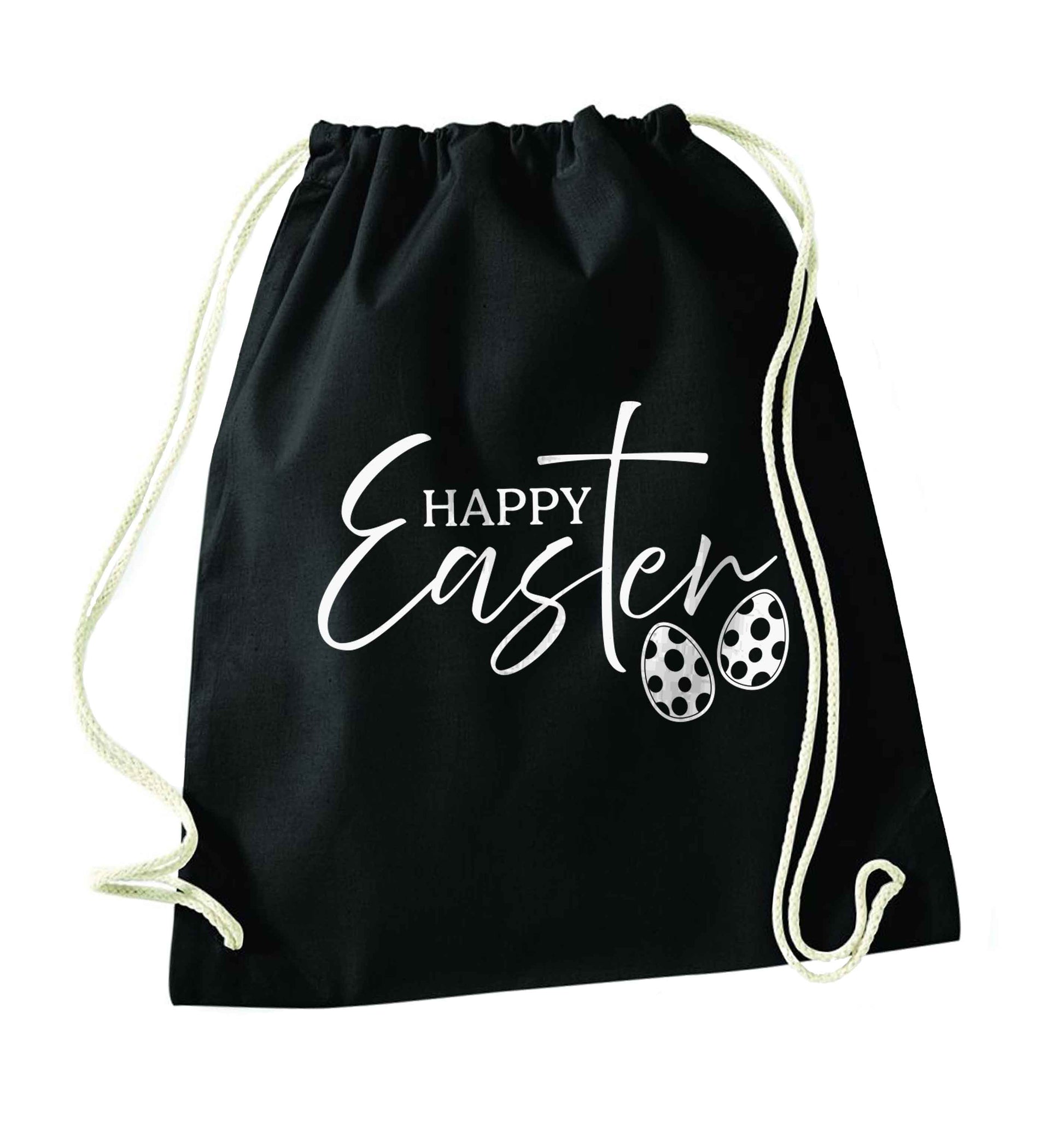 Happy Easter black drawstring bag