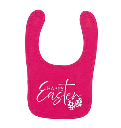 Happy Easter dark pink baby bib