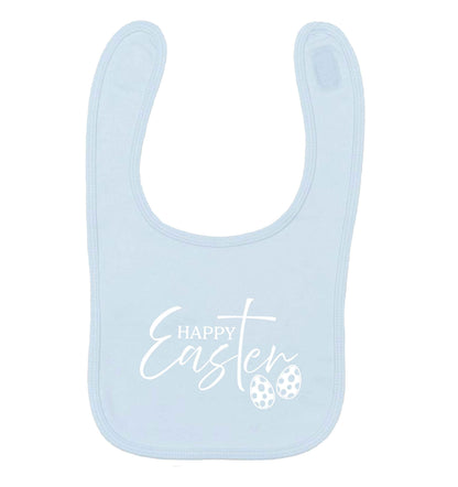 Happy Easter pale blue baby bib