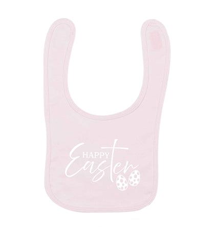 Happy Easter pale pink baby bib