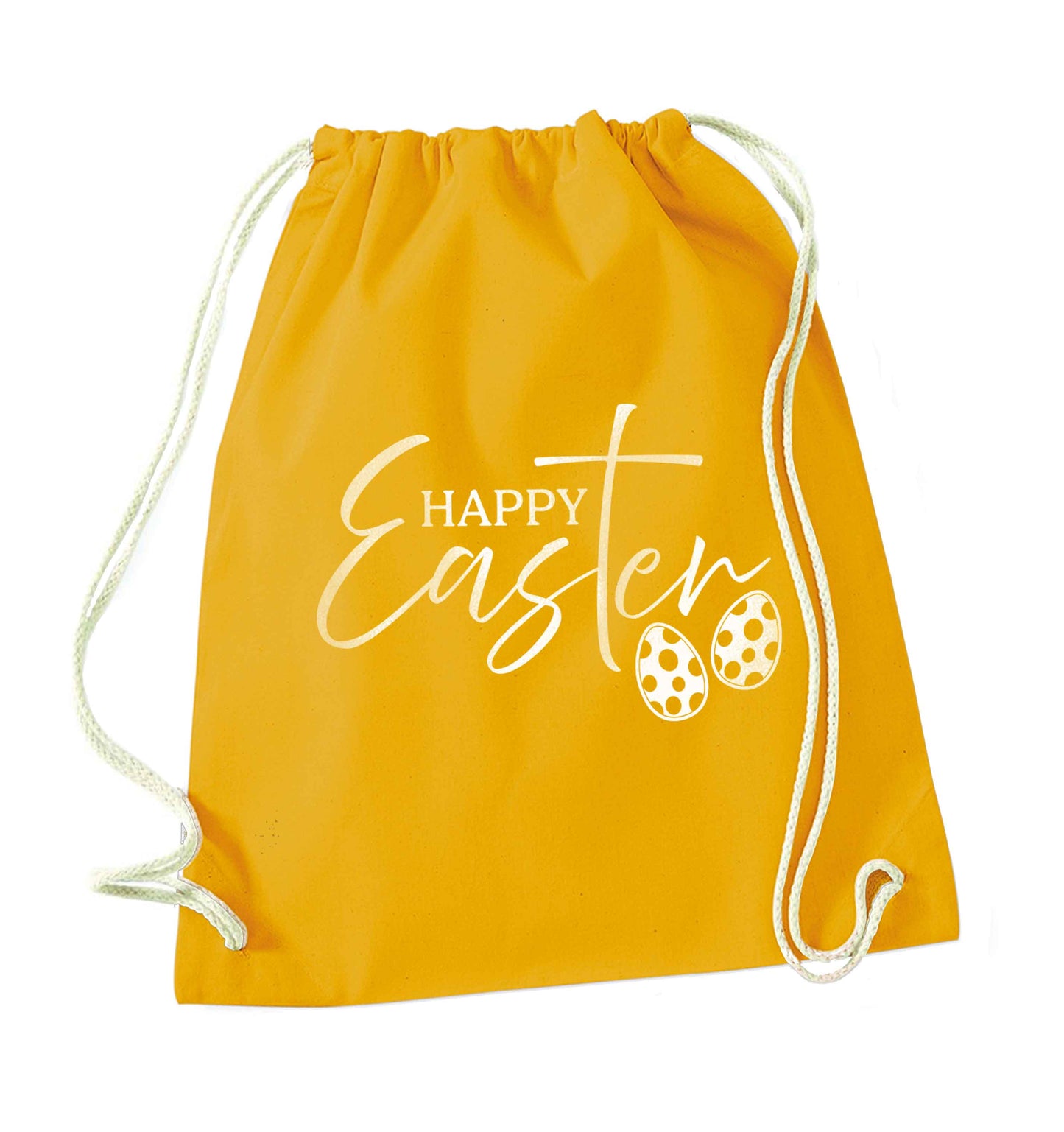 Happy Easter mustard drawstring bag