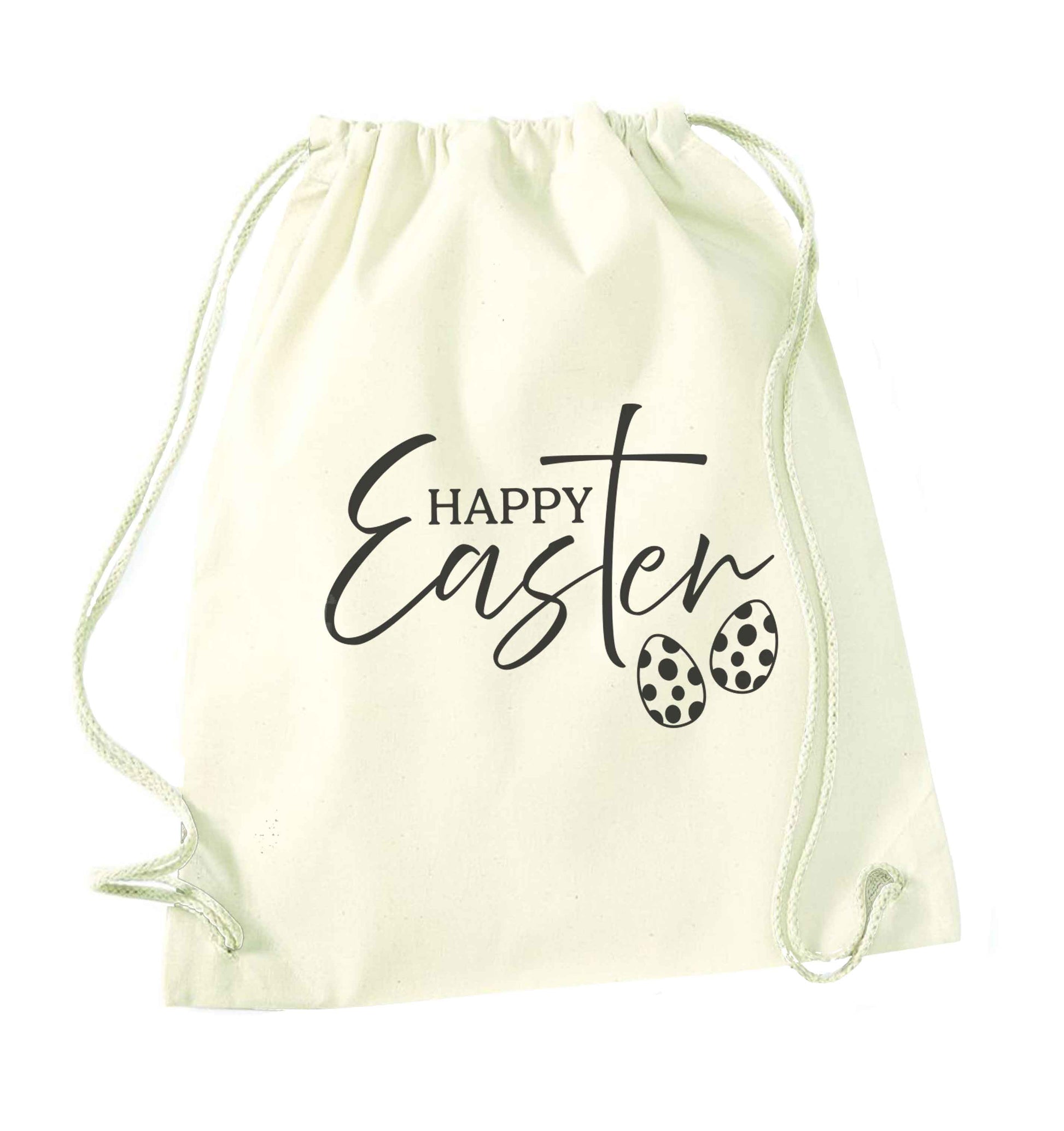 Happy Easter natural drawstring bag
