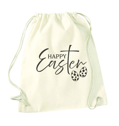 Happy Easter natural drawstring bag
