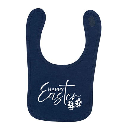 Happy Easter navy baby bib
