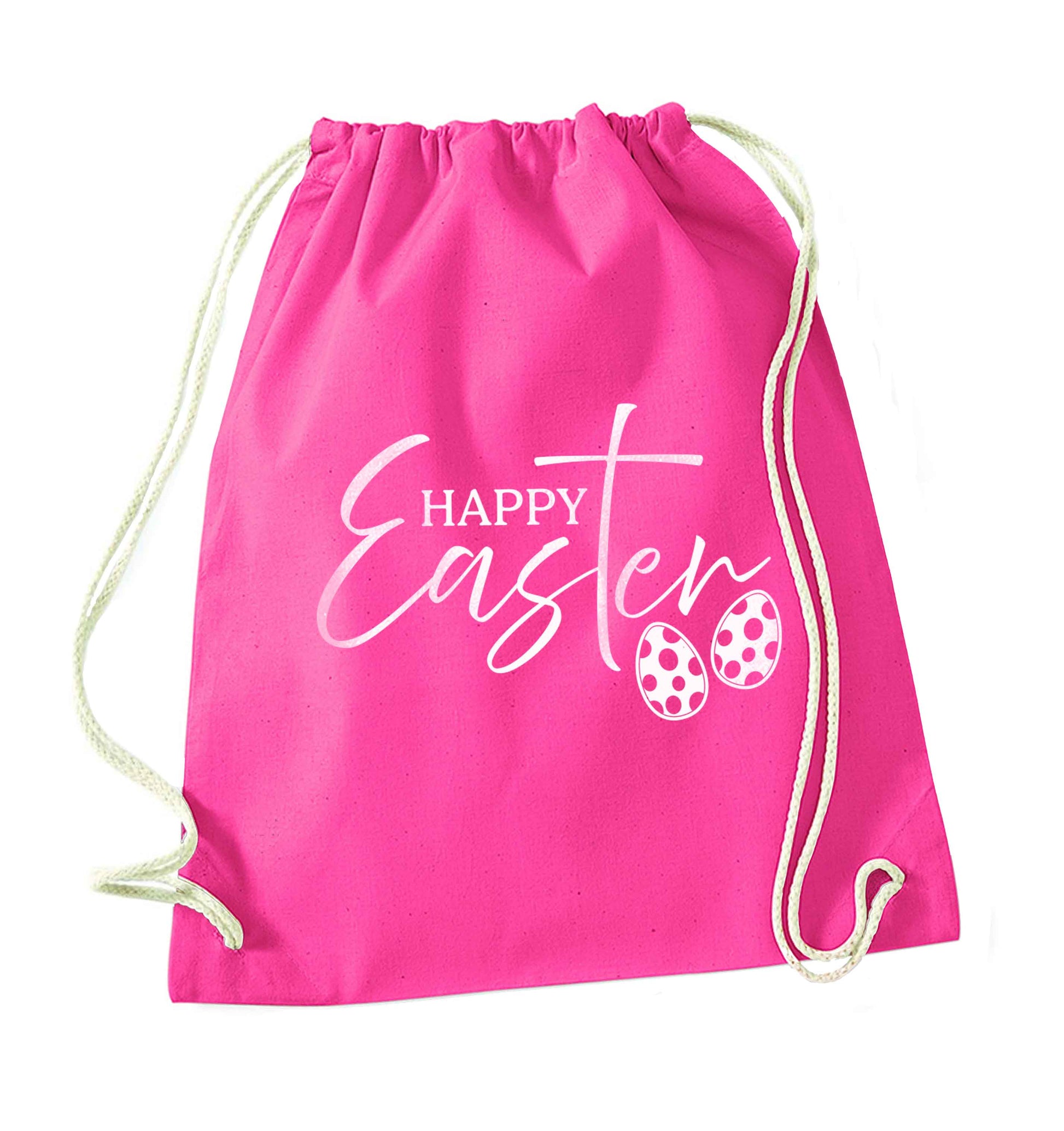Happy Easter pink drawstring bag