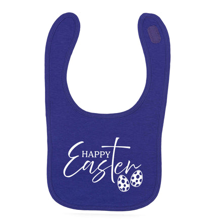 Happy Easter purple baby bib