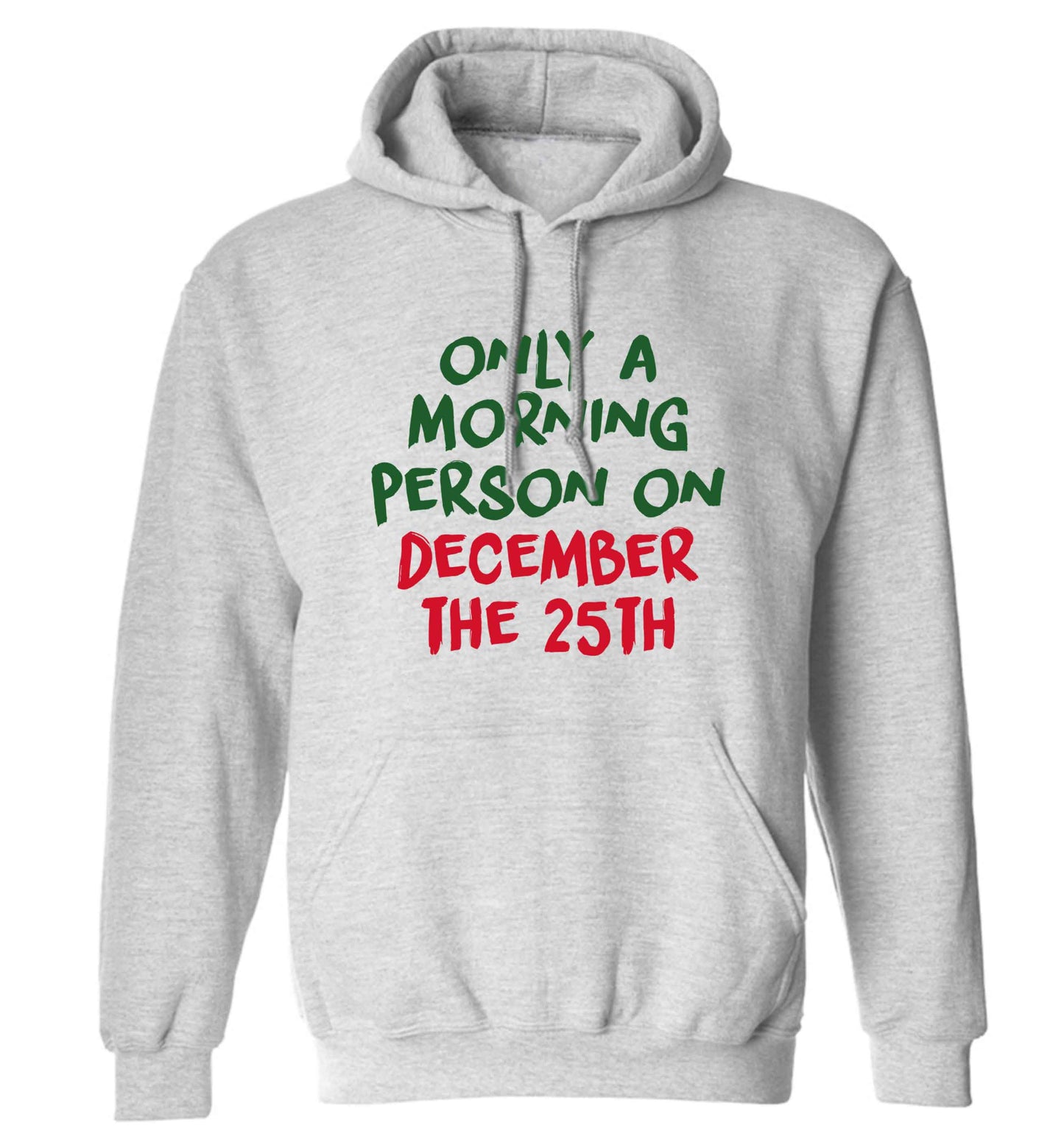 I'm only a morning person on December the 25th adults unisex grey hoodie 2XL