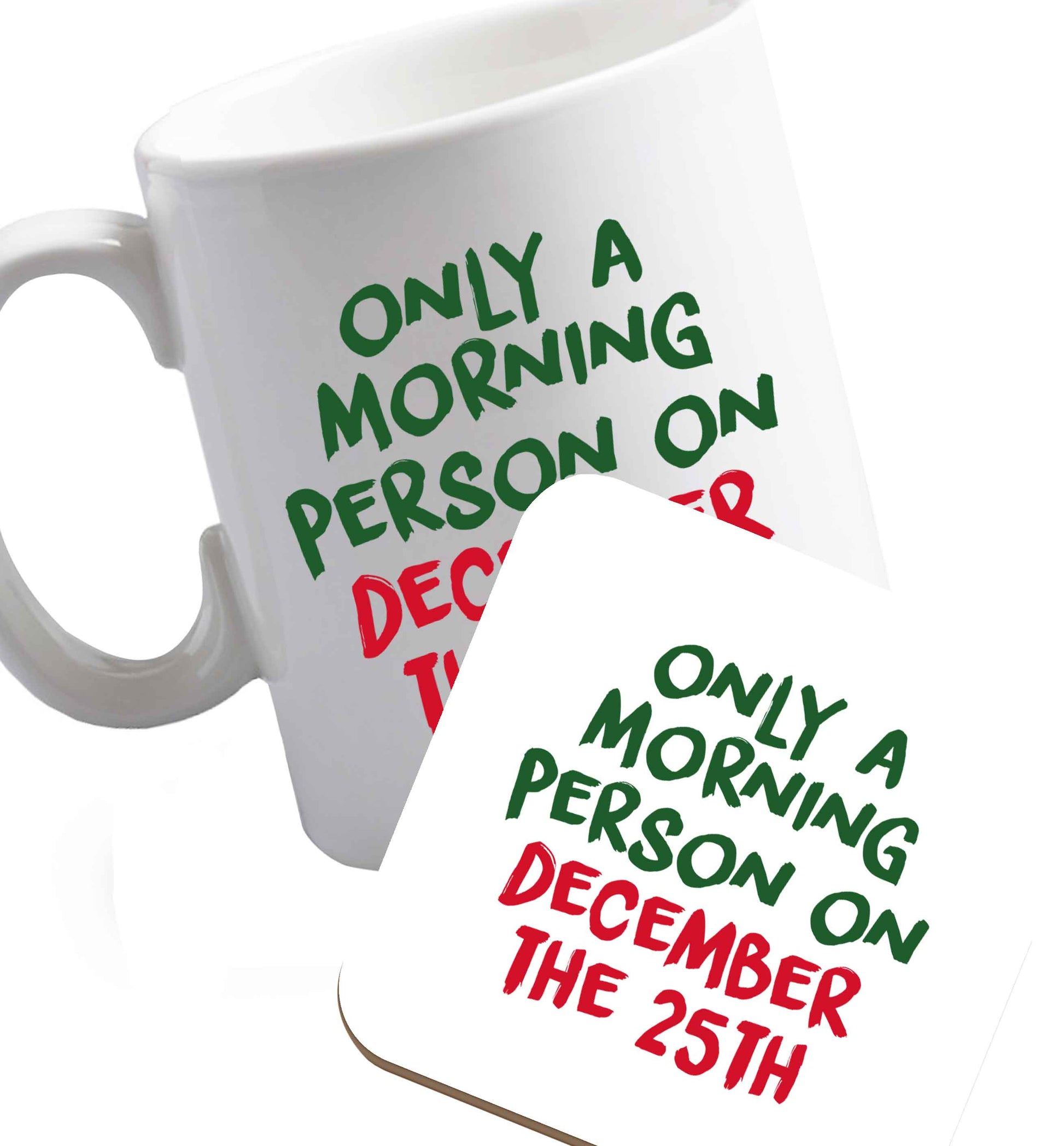 10 oz Favourite Type Pan Pancake ceramic mug and coaster set right handed