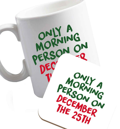 10 oz Favourite Type Pan Pancake ceramic mug and coaster set right handed