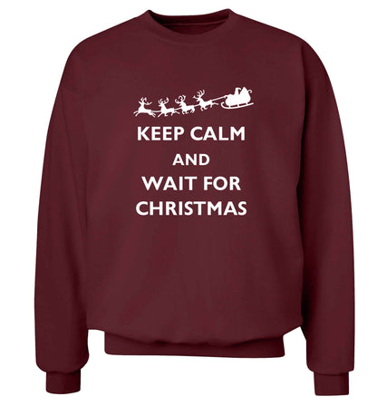 Keep calm and wait for Christmas adult's unisex maroon sweater 2XL