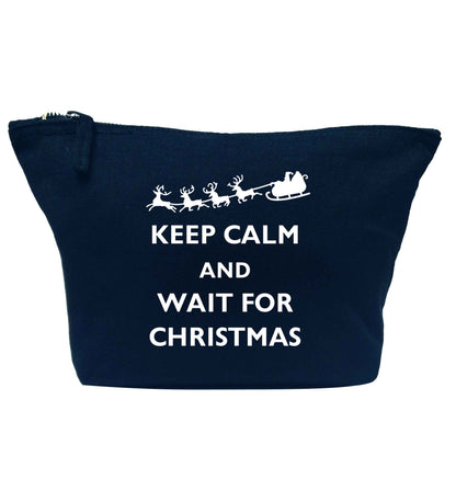 Keep calm and wait for Christmas navy makeup bag