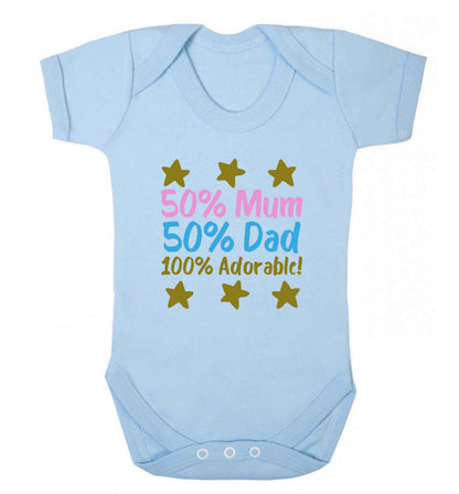 50% mum 50% dad 100% adorable baby vest pale blue 18-24 months
