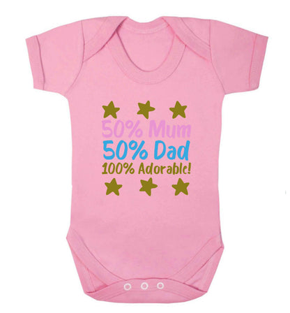 50% mum 50% dad 100% adorable baby vest pale pink 18-24 months