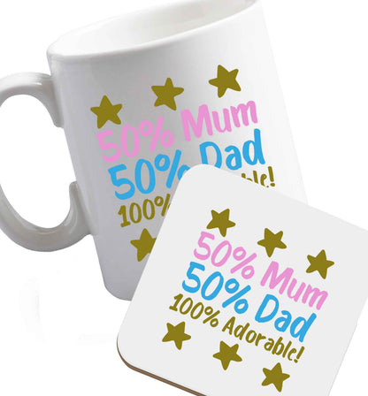 10 oz Favourite Type Pan Pancake ceramic mug and coaster set right handed
