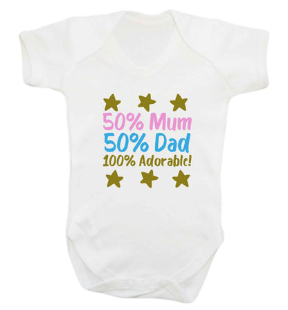 50% mum 50% dad 100% adorable baby vest white 18-24 months