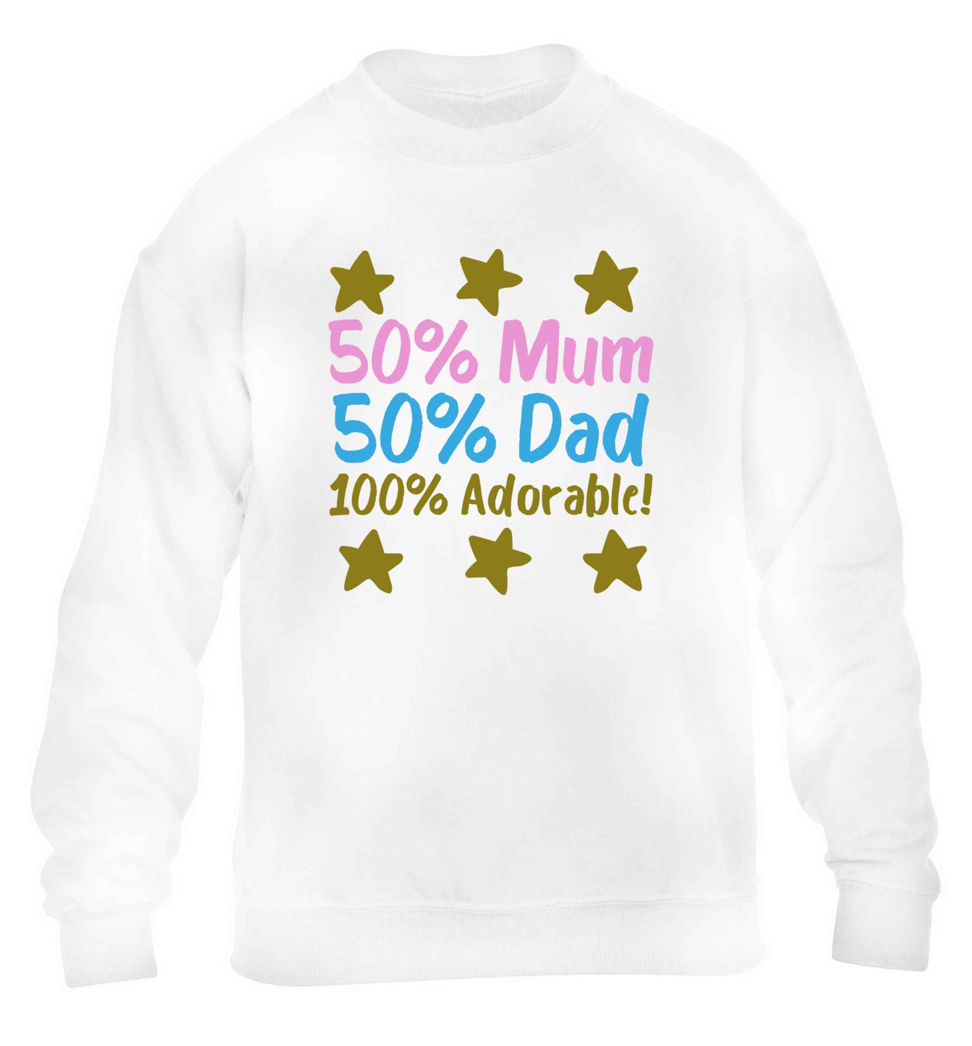 50% mum 50% dad 100% adorable children's white sweater 12-13 Years
