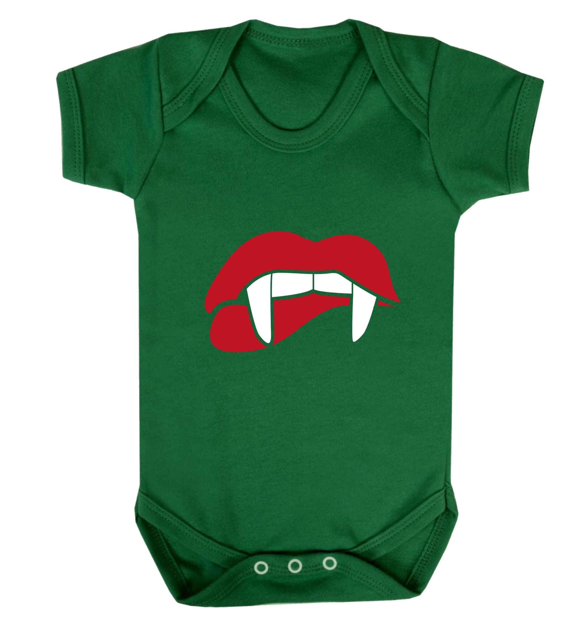 Vampire fangs baby vest green 18-24 months