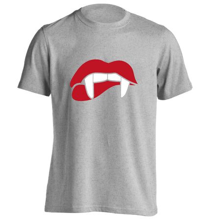 Vampire fangs adults unisex grey Tshirt 2XL
