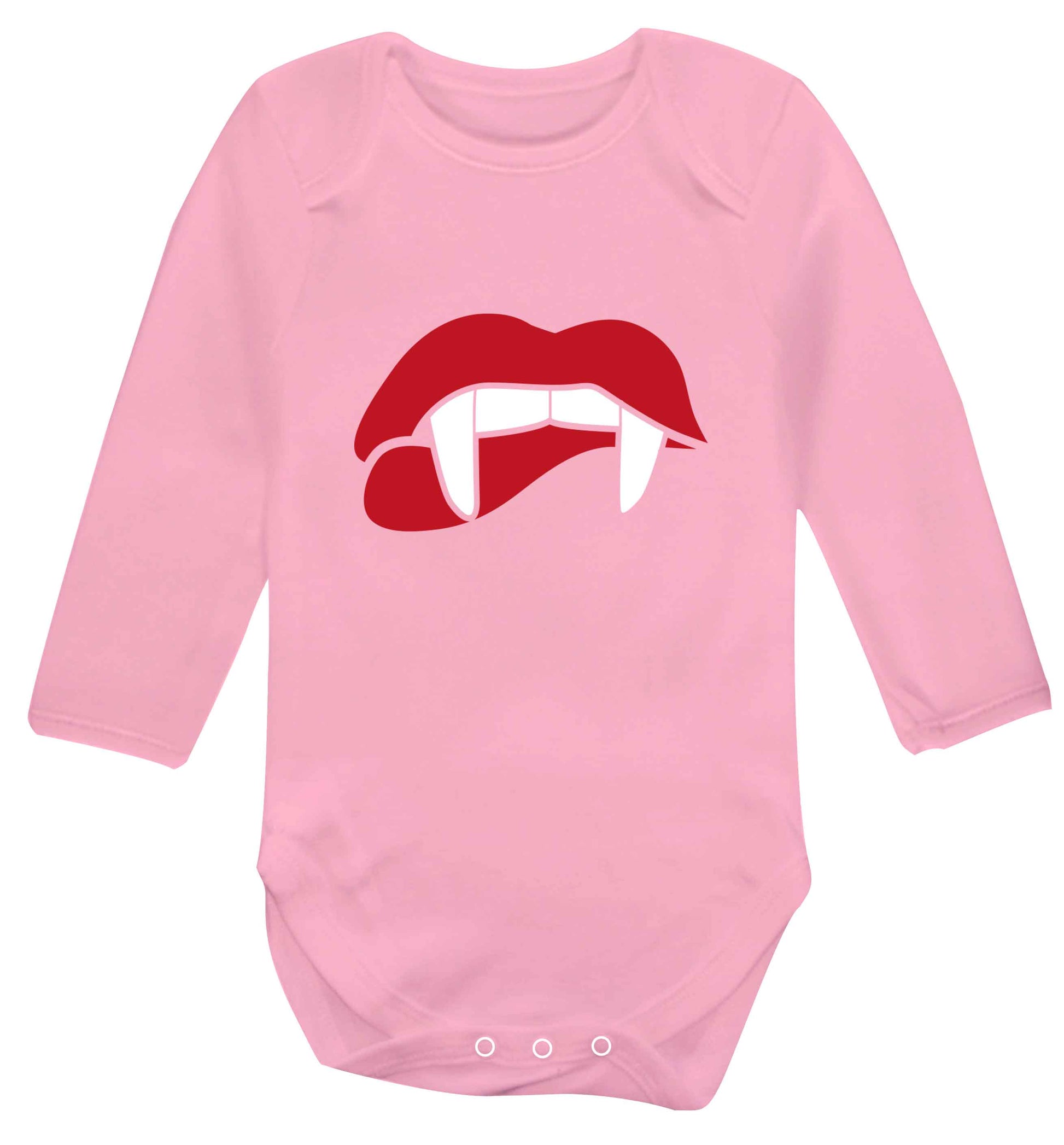 Vampire fangs baby vest long sleeved pale pink 6-12 months